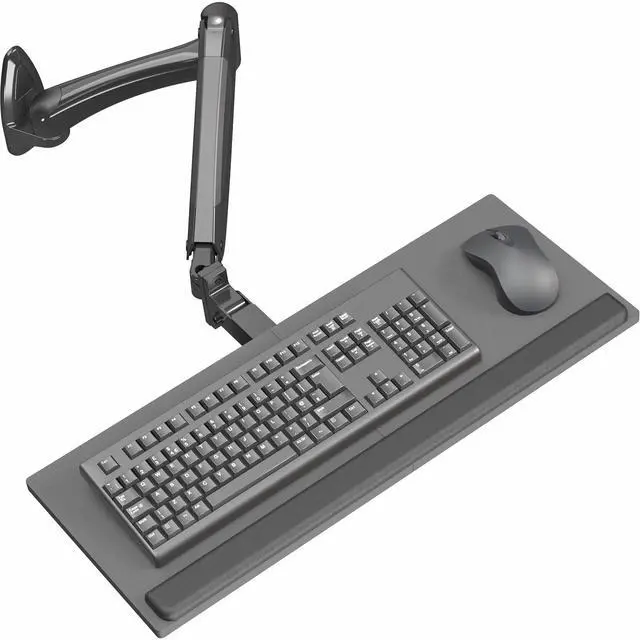 Main image of Sit-Stand 24 Inch Pneumatic Spring Keyboard and Mouse Tray Wall Mount, Counterbalance Height Adjustable Typing Platform, Ergonomic Tilt, Black, MOUNT-KB35B