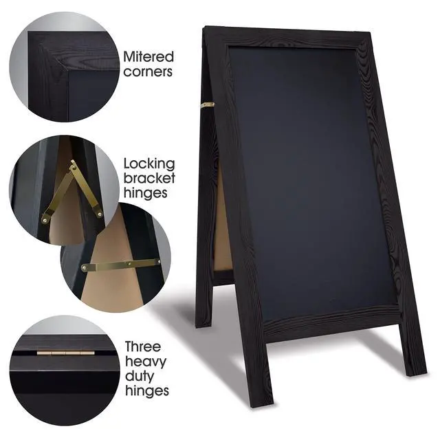 Alt view image 4 of 6 - Magnetic A-Frame Chalkboard Sign, Extra Large 20" x 40", Standing Chalkboard Easel, Deluxe Set with Multiple Accessories, Outdoor Sidewalk Sandwich Board Sign,(Black)