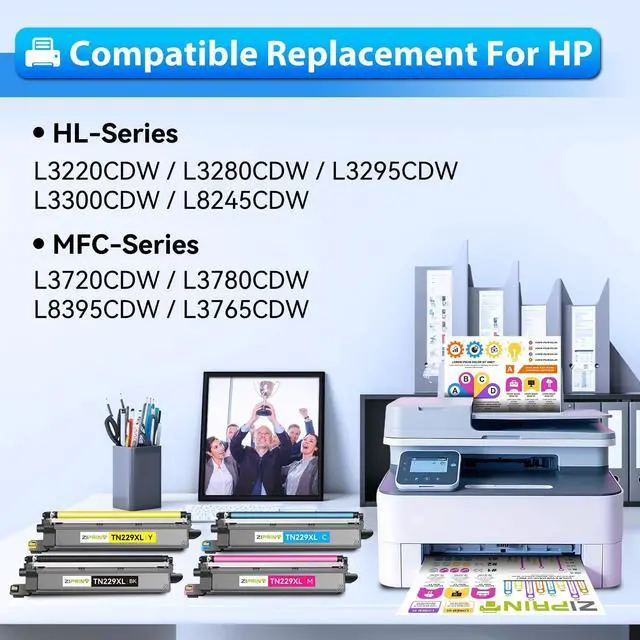 Alt view image 2 of 7 - TN229XL Toner Cartridges 4 Pack TN229 MFC-l3780CDW 3720CDW Toner | Compatible with Brother MFC-L3780CDW L3720CDW HL-L3280CDW L3220CDW L3300CDW L3295CDW Printer (Black Cyan Magenta Yellow)