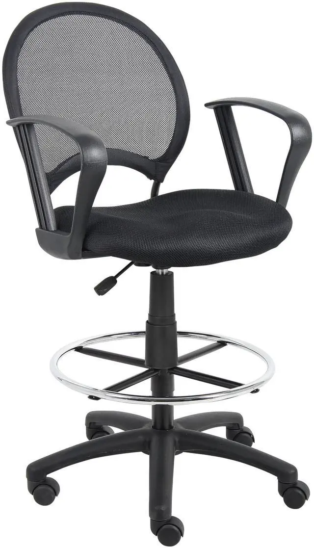 Main image of Mesh Drafting Stool with Loop Arms in Black (B16217)