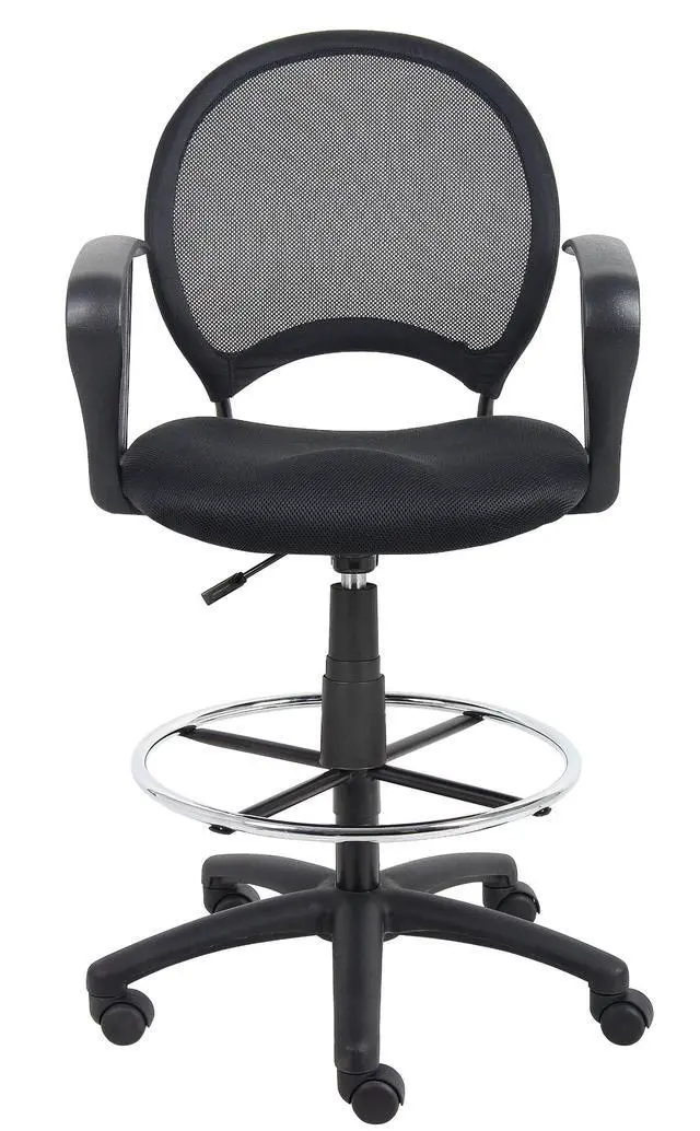 Alt view image 5 of 6 - Mesh Drafting Stool with Loop Arms in Black (B16217)