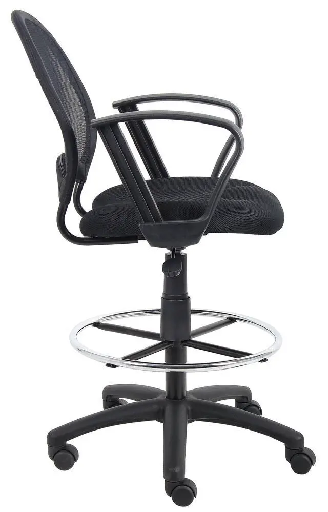 Alt view image 6 of 6 - Mesh Drafting Stool with Loop Arms in Black (B16217)