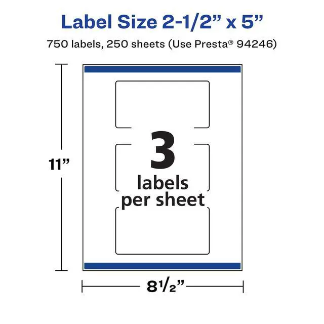 Alt view image 5 of 7 - ® Matte White Rectangle Labels, Sure Feed® Technology, 2.5" x 5", 750 Matte White Printable Labels