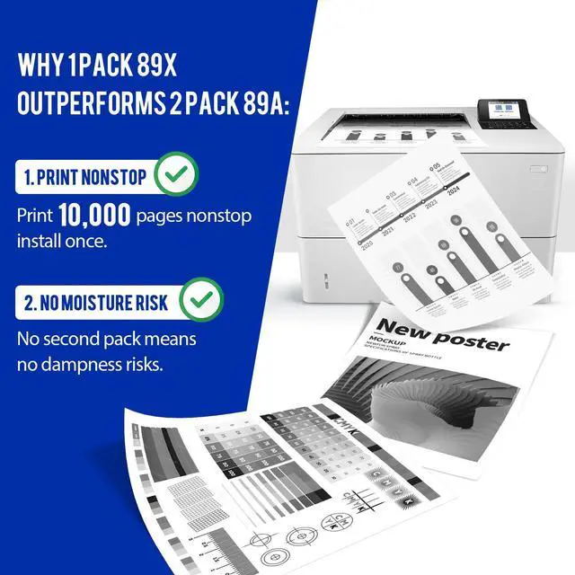Alt view image 3 of 7 - CF289X 89X 89A Black Toner Cartridge (with Chip 1,0000 Pages) Compatible for HP 89X CF289X CF289A 89A for Enterprise M507n M507dn M507x M507dng MFP M528dn M528f M528c M528z M507 M528 Printer