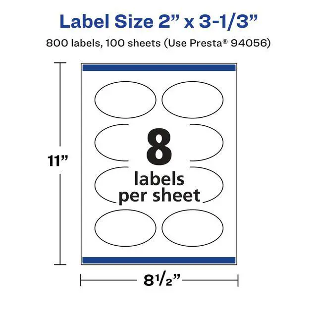 Alt view image 5 of 7 - ® Matte White Oval Labels, Sure Feed® Technology, 2" x 3-1/3", 800 Matte White Printable Labels