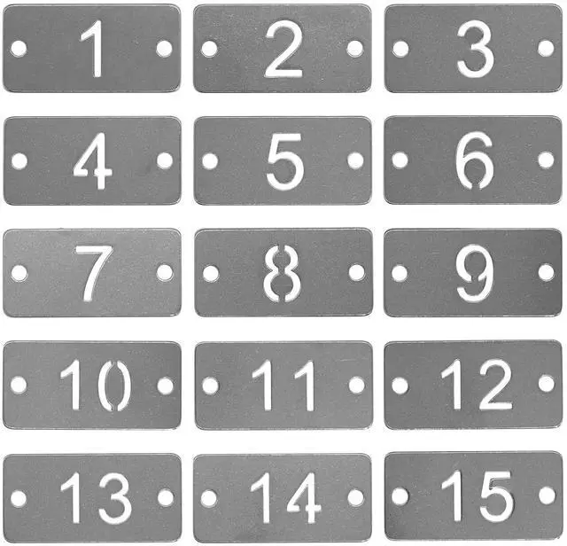 Main image of Rectangle Metal Hollowed Numbered Tags Stainless Steel Number Tags Key Tag (101-200)