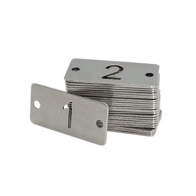 Alt view image 3 of 5 - Rectangle Metal Hollowed Numbered Tags Stainless Steel Number Tags Key Tag (101-200)