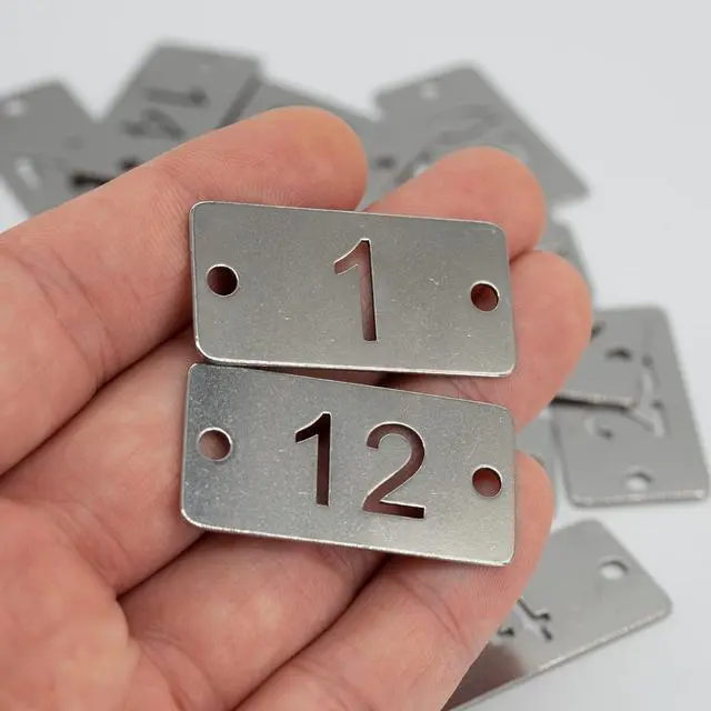 Alt view image 4 of 5 - Rectangle Metal Hollowed Numbered Tags Stainless Steel Number Tags Key Tag (101-200)
