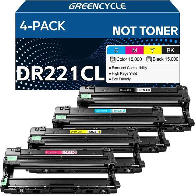 Main image of Compatible DR221CL Drum Unit Replacement for Brother MFC-9130CW MFC-9340CDW | 4-pack DR-221CL DR221 use for HL-3170CDW MFC-9330CW HL-3140CW HL-3180CDW DCP-9020CDN Printer,15,000 pages Not Toner