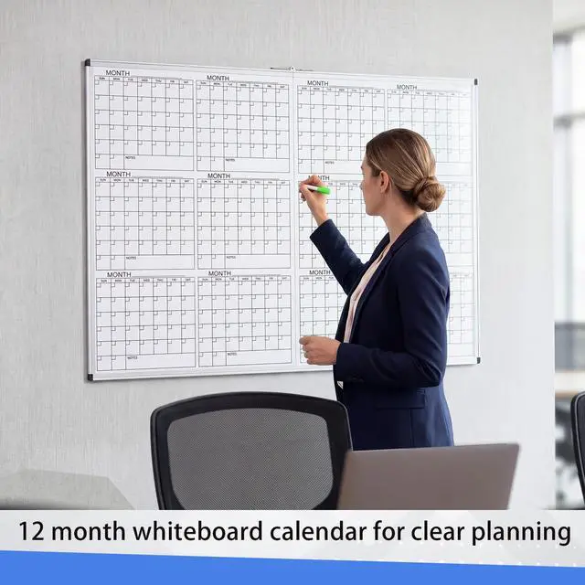 Alt view image 5 of 6 - Large 48" x 36" Magnetic 12 Month Dry Erase Calendar White Board Foldable Whiteboard Calendar for Wall Mounted 2 in 1 Double Side Whiteboard with Dry Erase Board for Wall Office Home