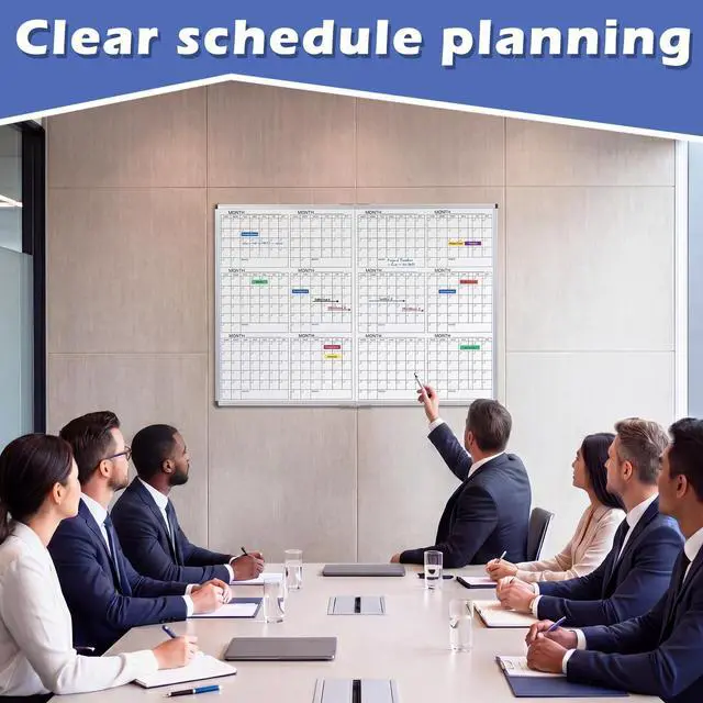 Alt view image 4 of 6 - Large 48" x 36" Magnetic 12 Month Dry Erase Calendar White Board Foldable Whiteboard Calendar for Wall Mounted 2 in 1 Double Side Whiteboard with Dry Erase Board for Wall Office Home