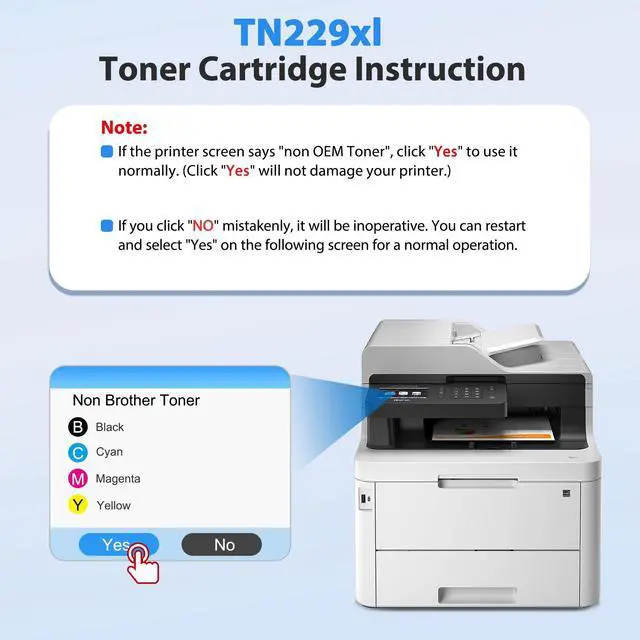 Alt view image 6 of 7 - TN229XL Toner Cartridges 4 Pack Compatible for Brother TN2294PK TN-229XL | TN229 XL High Yield Toner Work with MFC-L3720CDW MFC-L3780CDW MFC-L3765CDW HL-L3280CDW HL-L3220CDW (TN229XLBK/C/M/Y-4 Pack)
