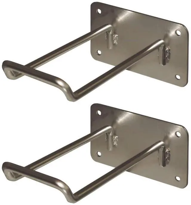 Main image of Caution Wet Floor Safety Sign Hanger - Durable Zinc Plated Steel - Wall-Mountable - 5 Sign Capacity - Discreet, Compact, Easy to Install - Hardware Included - 2 Pack