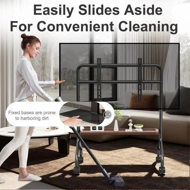 Alt view image 3 of 7 - Mobile TV Cart Easel Rolling TV Stand for 32 to 75 Inch LCD LED OLED Flat Panel Screens, Portable Floor TV Stand with Locking Wheels Hold Up to 110 Lbs,Rolling TV Cart Max VESA 600x400mm