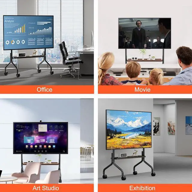 Alt view image 5 of 7 - Mobile TV Cart Easel Rolling TV Stand for 32 to 75 Inch LCD LED OLED Flat Panel Screens, Portable Floor TV Stand with Locking Wheels Hold Up to 110 Lbs,Rolling TV Cart Max VESA 600x400mm