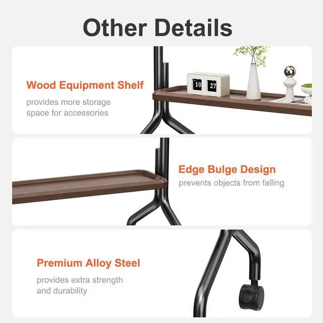 Alt view image 4 of 7 - Mobile TV Cart Easel Rolling TV Stand for 32 to 75 Inch LCD LED OLED Flat Panel Screens, Portable Floor TV Stand with Locking Wheels Hold Up to 110 Lbs,Rolling TV Cart Max VESA 600x400mm