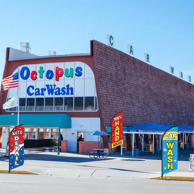 Alt view image 4 of 7 - 3 Pcs Car Wash Sign Car Wash Flags Feather Flag Banner Auto Detail Hand Wash Sign Feather Advertising Flag with Pole Kit Weatherproof Polyester Flag for Business Advertising