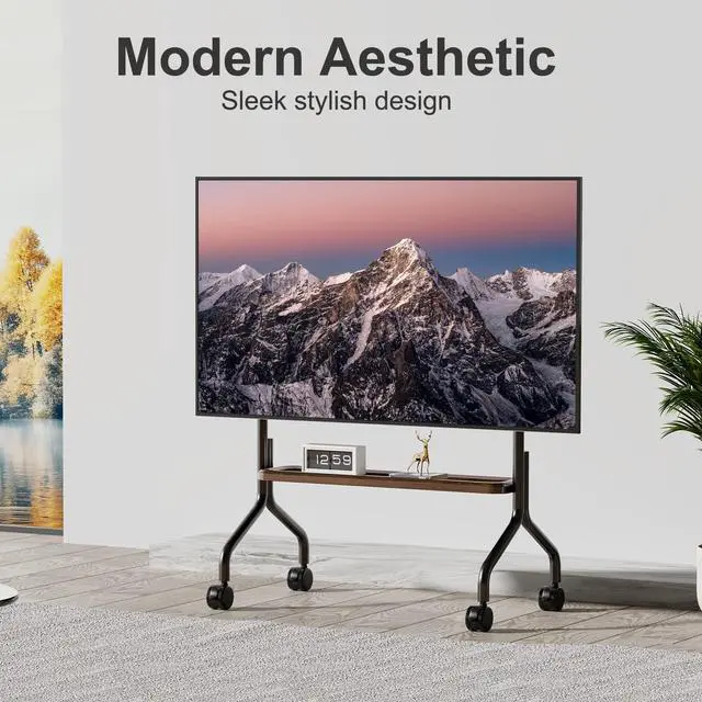 Alt view image 6 of 7 - Mobile TV Cart Easel Rolling TV Stand for 32 to 75 Inch LCD LED OLED Flat Panel Screens, Portable Floor TV Stand with Locking Wheels Hold Up to 110 Lbs,Rolling TV Cart Max VESA 600x400mm