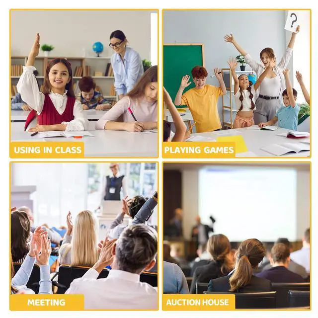 Alt view image 7 of 7 - 50 Pcs Dry Erase Answer Paddle 7 x 9 Inch Handheld Wooden White Board Double Sided Dry Erase Small Whiteboards for Students Classroom Games Party Auction Paddles for Bidding Meeting Voting (50)