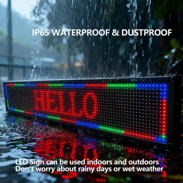 Alt view image 3 of 7 - P10 Programmable LED Sign Outdoor, RGB Full Color Scrolling LED Sign with 4000CD/ High Brightness, WIFI Control Open Welcome Led Digital Display for Business Advertising, Store, 40x 8