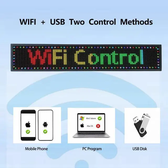 Alt view image 4 of 7 - P10 Programmable LED Sign Outdoor, RGB Full Color Scrolling LED Sign with 4000CD/ High Brightness, WIFI Control Open Welcome Led Digital Display for Business Advertising, Store, 40x 8