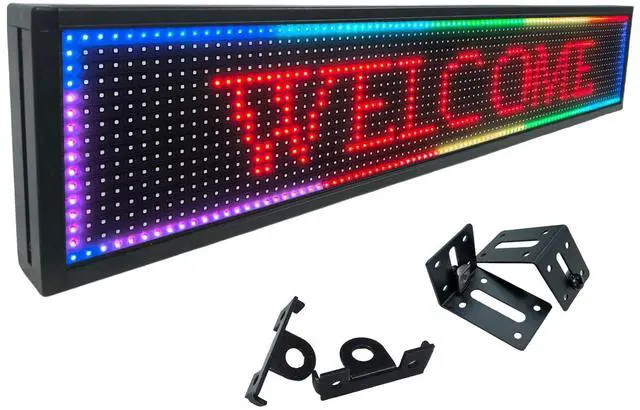Main image of P10 Programmable LED Sign Outdoor, RGB Full Color Scrolling LED Sign with 4000CD/ High Brightness, WIFI Control Open Welcome Led Digital Display for Business Advertising, Store, 40x 8