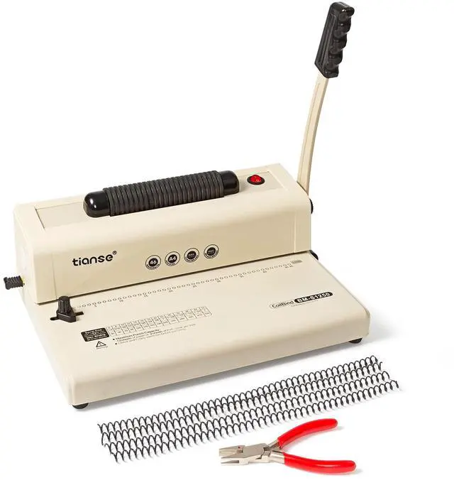 Main image of Binding Machine - Electric Coil Inserter for Professional Binding, 12-Sheet Punch, for Letter/A4/A5 & Plastic/Metal Coils, with 100 Coil Spines & Pliers for Home, Office, School, DIY