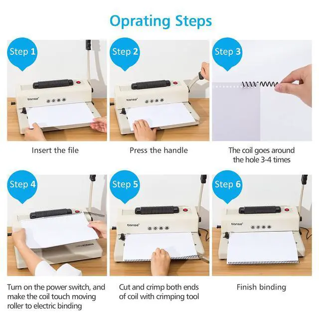 Alt view image 7 of 7 - Binding Machine - Electric Coil Inserter for Professional Binding, 12-Sheet Punch, for Letter/A4/A5 & Plastic/Metal Coils, with 100 Coil Spines & Pliers for Home, Office, School, DIY