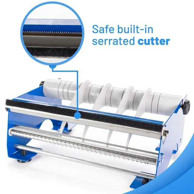 Alt view image 4 of 7 - 12" Manual Label and Tape Dispenser, 2" and Up Core Size, Adjustable Roll Width - Tabletop & Wall-Mounted Multi Roll Holder - Industrial Grade Steel Construction