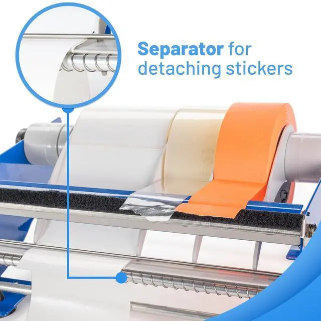 Alt view image 5 of 7 - 12" Manual Label and Tape Dispenser, 2" and Up Core Size, Adjustable Roll Width - Tabletop & Wall-Mounted Multi Roll Holder - Industrial Grade Steel Construction