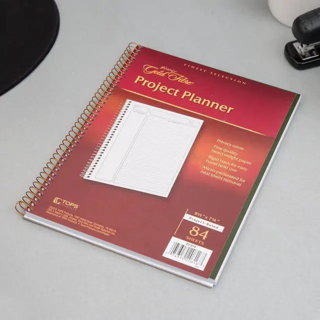 Alt view image 3 of 3 - 20-816 Gold Fibre 7 1/4" x 9 1/2" Wirebound Project Planner with Green Cover - 6/Pack