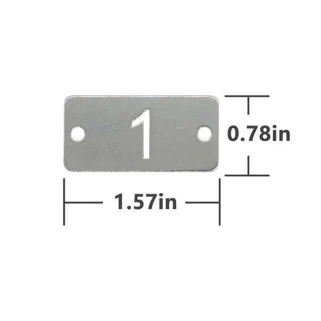 Alt view image 2 of 5 - Rectangle Metal Hollowed Numbered Tags Stainless Steel Number Tags Key Tag (101-200)