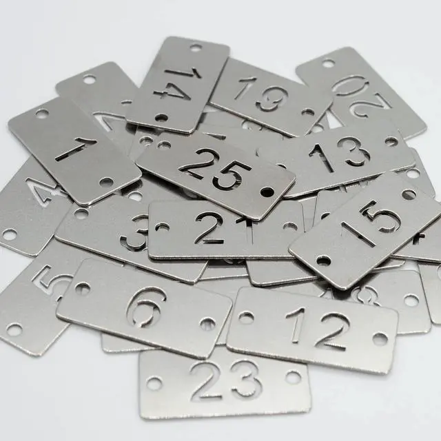 Alt view image 5 of 5 - Rectangle Metal Hollowed Numbered Tags Stainless Steel Number Tags Key Tag (101-200)