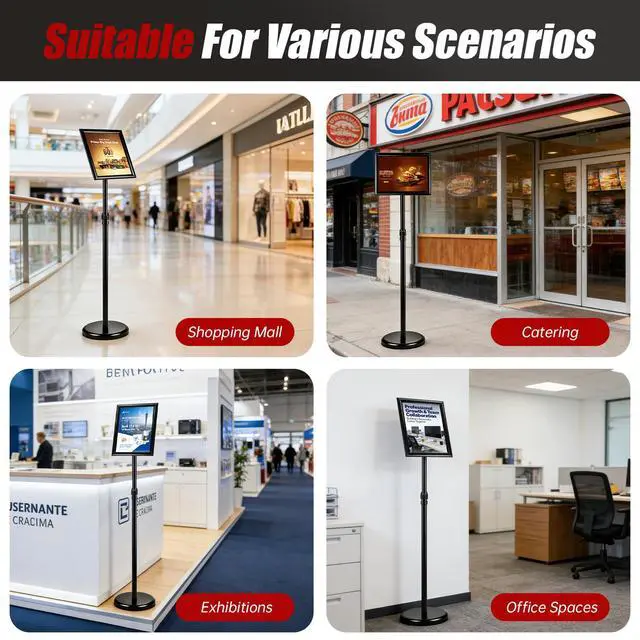 Alt view image 7 of 7 - 2Pack Sign Holder Stand-8.5x11 inchAdjustable Sign Stands For DisplayHeavy Duty Floor Standing Sign Holder Stand Aluminum for Retail StoreMuseumVolunteer CctivitiesBlack