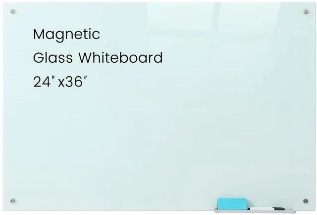 Main image of Glass Magnetic White Board - 36 x24 Inches Frameless Dry Erase Glass Whiteboard for Wall, Writing Board for Office, Classroom, Home and Presentation