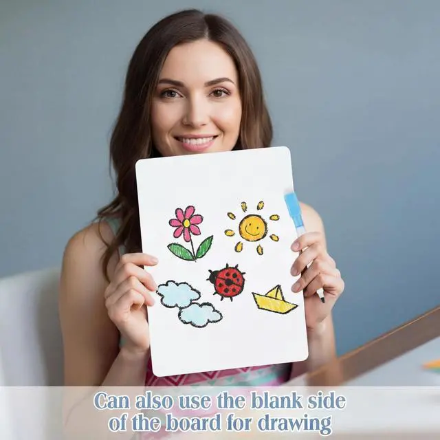 Alt view image 4 of 6 - 100 Pcs Lined Dry Erase Board with Markers 9 x 12 Double Sided Whiteboards Dry Erase Lapboards with Lines Ruled Writing Board Handwriting Practice