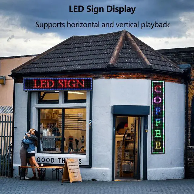 Alt view image 6 of 7 - P10 Programmable LED Sign Outdoor, RGB Full Color Scrolling LED Sign with 4000CD/ High Brightness, WIFI Control Open Welcome Led Digital Display for Business Advertising, Store, 40x 8