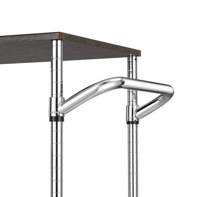 Alt view image 7 of 7 - 3 Tier Heavy Duty Commercial Grade Utility Cart with Wood Top, Wire Rolling Cart with Handle Bar, Steel Service Cart with Wheels, Utility Shelf Food Storage Trolley, NSF Listed