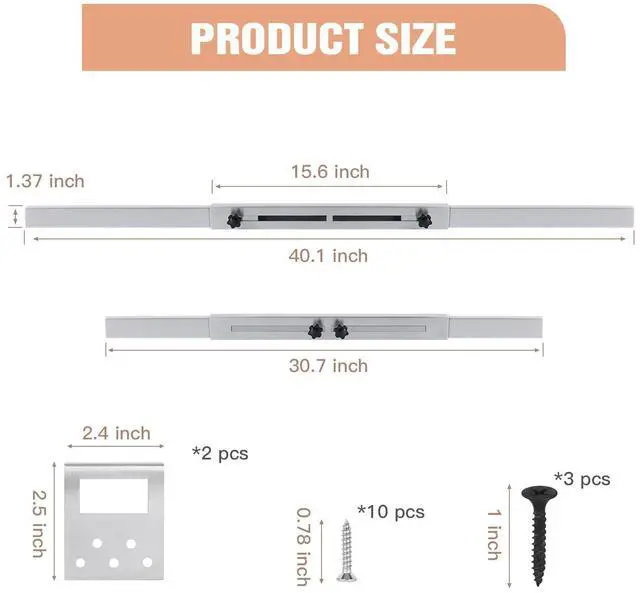 Alt view image 2 of 6 - Door Security Door Bar (Stainless Steel 2 Sets) Use as Door Security Bar -Door Reinforcement Lock,Protect The Security of The Entire Door. Fits Doors 30"-39" - Safe Room