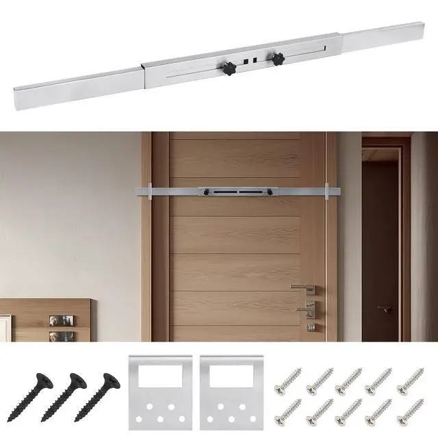 Alt view image 4 of 6 - Door Security Door Bar (Stainless Steel 2 Sets) Use as Door Security Bar -Door Reinforcement Lock,Protect The Security of The Entire Door. Fits Doors 30"-39" - Safe Room