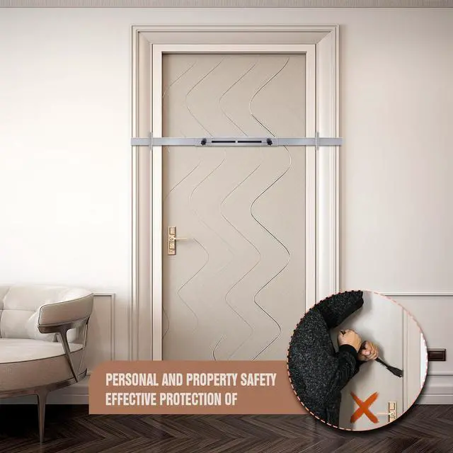Alt view image 6 of 6 - Door Security Door Bar (Stainless Steel 2 Sets) Use as Door Security Bar -Door Reinforcement Lock,Protect The Security of The Entire Door. Fits Doors 30"-39" - Safe Room