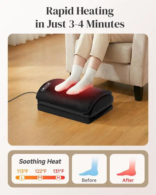 Alt view image 4 of 6 - Heated Foot Rest Under Desk with Vibration Massage, Office Stool | Memory Foam Desk Foot Stool, Ergonomic Foot Rest for Pain Relief, Non-Slip Office Footrest with 3 Heat Levels & Timer