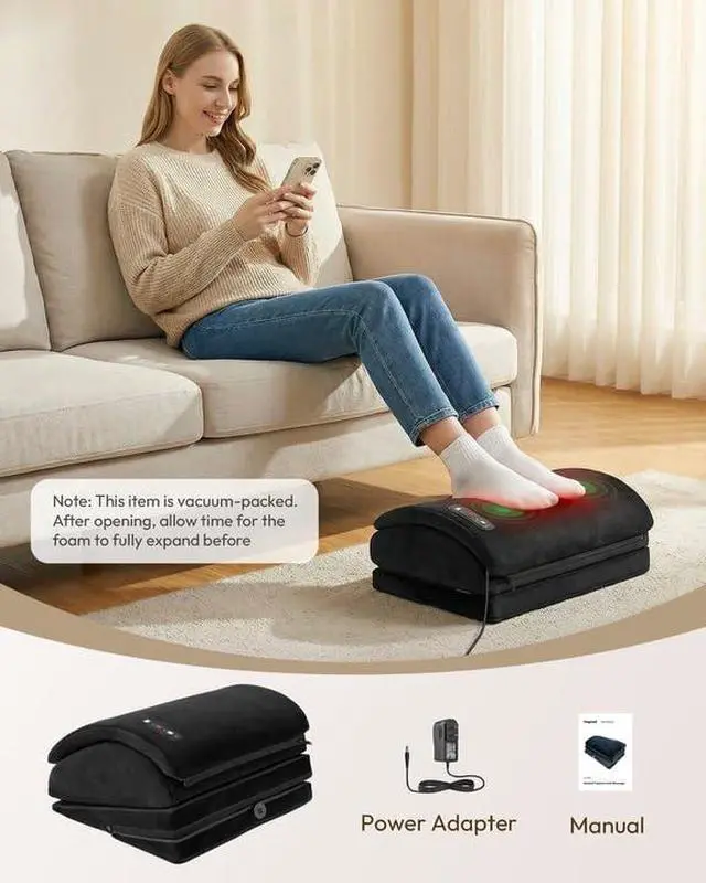 Alt view image 6 of 6 - Heated Foot Rest Under Desk with Vibration Massage, Office Stool | Memory Foam Desk Foot Stool, Ergonomic Foot Rest for Pain Relief, Non-Slip Office Footrest with 3 Heat Levels & Timer