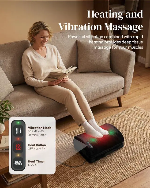 Alt view image 3 of 6 - Heated Foot Rest Under Desk with Vibration Massage, Office Stool | Memory Foam Desk Foot Stool, Ergonomic Foot Rest for Pain Relief, Non-Slip Office Footrest with 3 Heat Levels & Timer