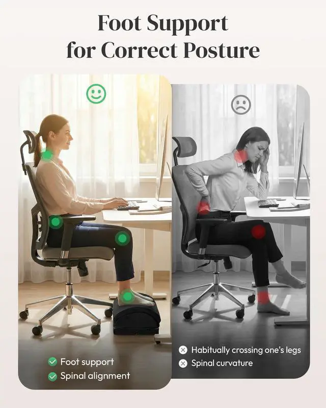 Alt view image 2 of 6 - Heated Foot Rest Under Desk with Vibration Massage, Office Stool | Memory Foam Desk Foot Stool, Ergonomic Foot Rest for Pain Relief, Non-Slip Office Footrest with 3 Heat Levels & Timer