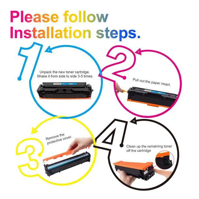 Alt view image 5 of 6 - Compatible Toner Cartridge Replacement for Canon 054 Cartridge 054H CRG 054 use for Color Image CLASS MF644Cdw LBP622Cdw MF642Cdw MF640C MF641Cw LBP620 Printer (Black, Cyan, Magenta, Yellow)