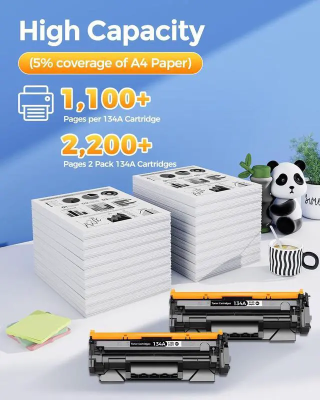 Alt view image 3 of 7 - 2 Pack Black 134A W1340A High Yield Compatible for HP 134A 134X W1340X Toner Cartridges Compatible with HP Laser Jet M209dw M211dw Laser Jet MFP M233dw M234dw M234sdw Printers