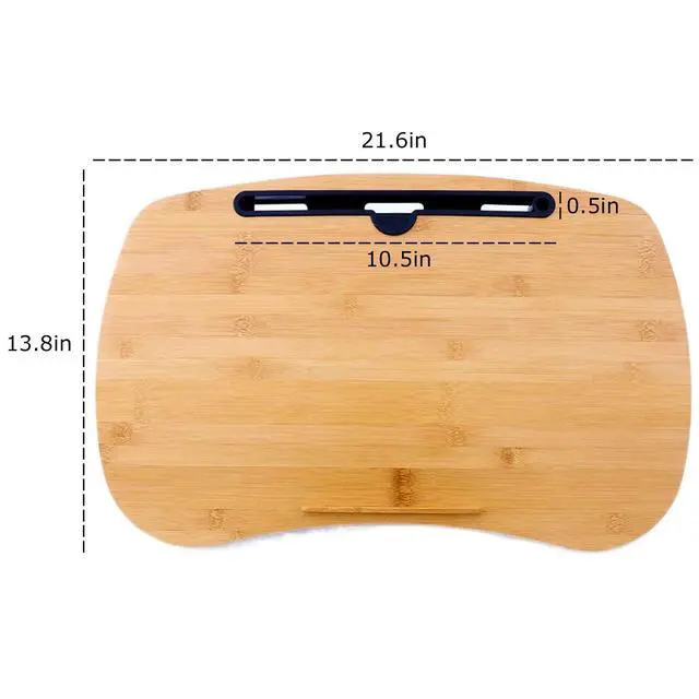 Alt view image 3 of 7 - Lap Desk for Laptop with Cushion-Fits up to 18 inch, Bamboo Computer Laptop Stand with Phone Hoder, Anti-Slip Stopper
