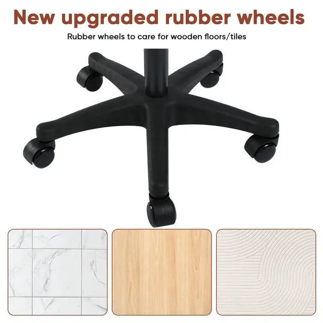 Alt view image 6 of 7 - Ergonomic Adjustable Under Desk Footrest,Ottoman with Wheels | 500lbs|360° swivel Silent PU casters|Thick 2.36" Seat| Rolling Stool with Wheels for Massage,Salon,Spa,Clinic,Office,Home