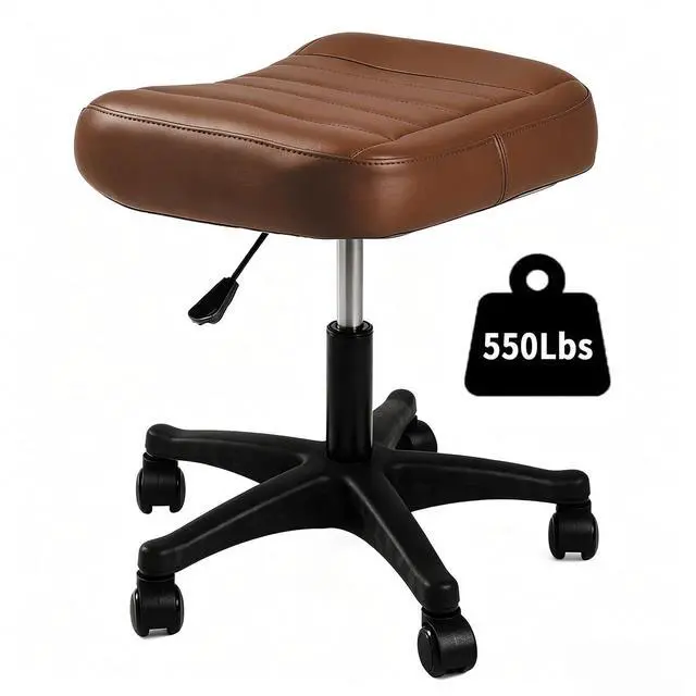 Main image of Ergonomic Adjustable Under Desk Footrest,Ottoman with Wheels | 500lbs|360° swivel Silent PU casters|Thick 2.36" Seat| Rolling Stool with Wheels for Massage,Salon,Spa,Clinic,Office,Home